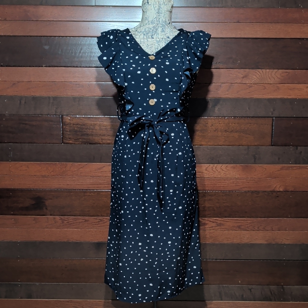 SHEIN Navy Dress with White Polka Dots
